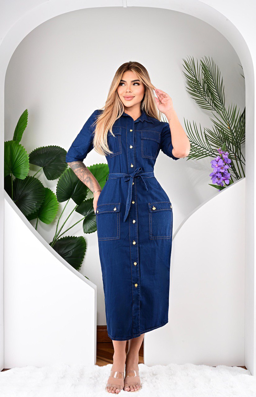 Vestido largo  de jeans  DUBAI