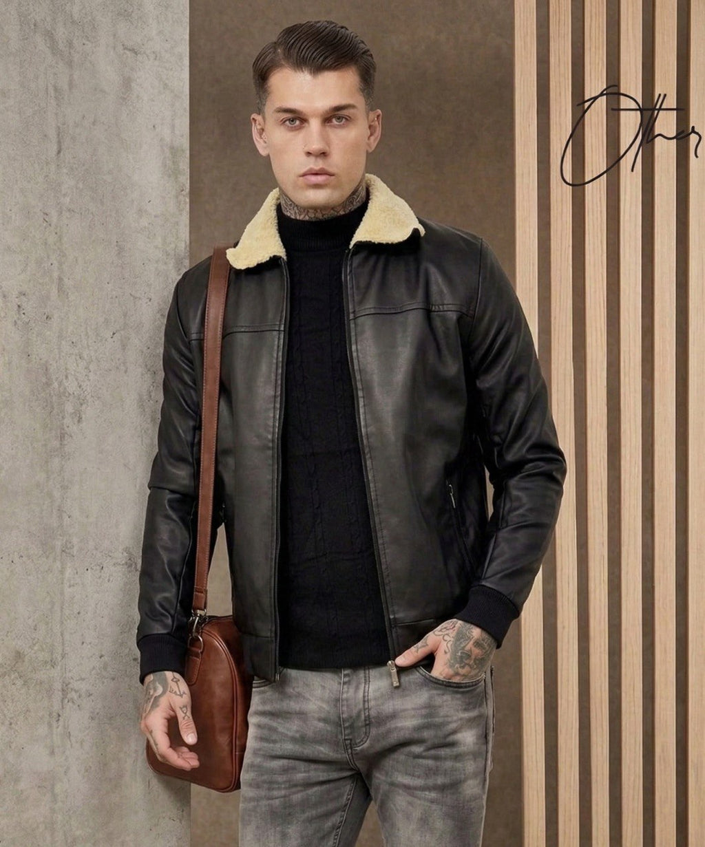 Chaqueta cuero textil ovejera