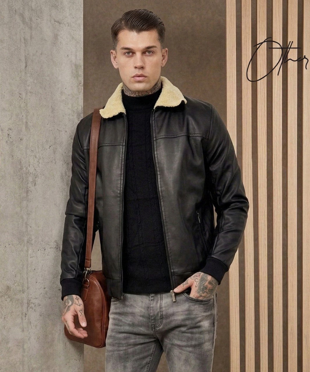 Chaqueta cuero textil ovejera