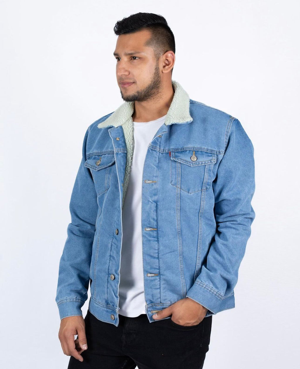 Chaqueta en jean con ovejero