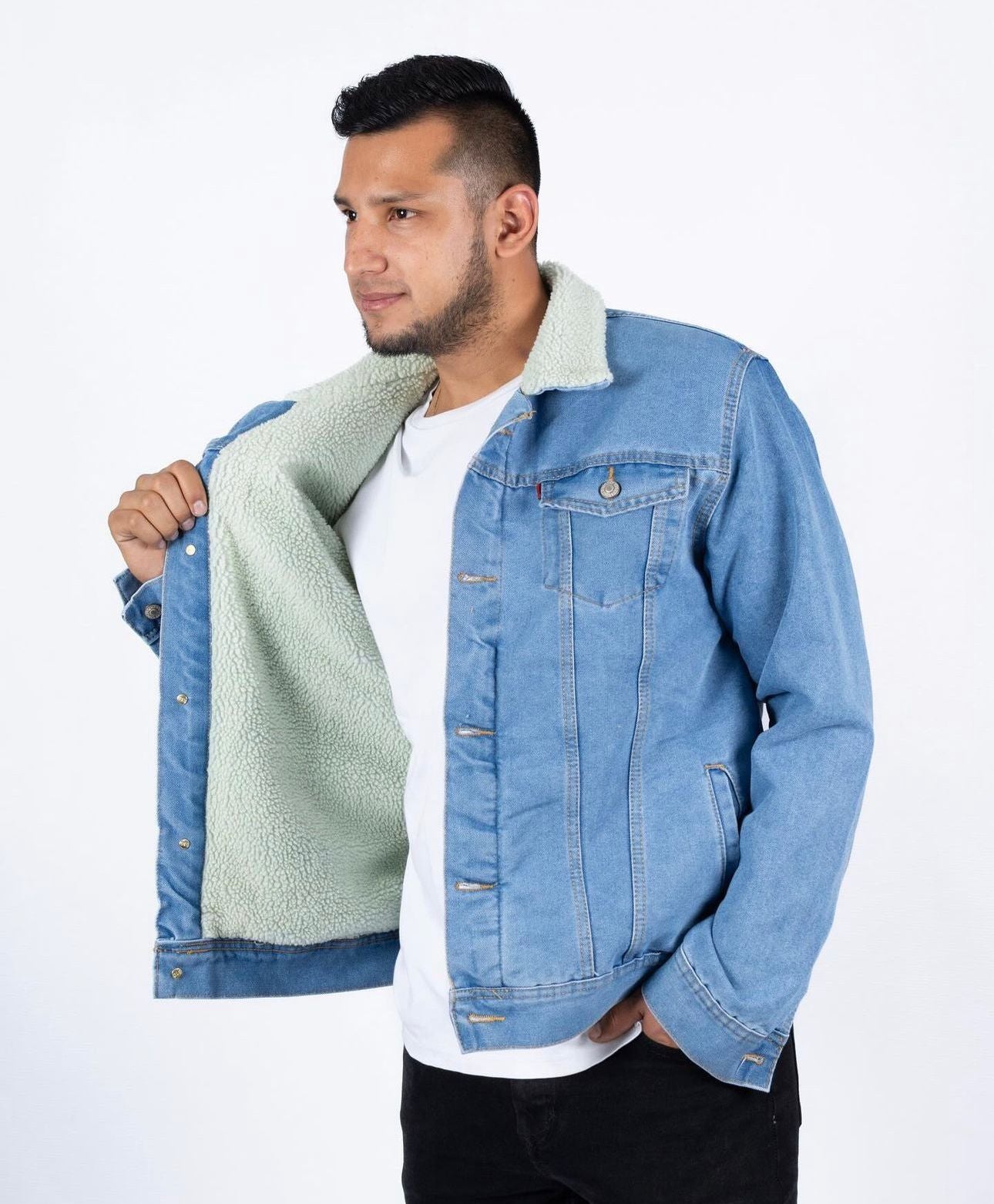 Chaqueta en jean con ovejero
