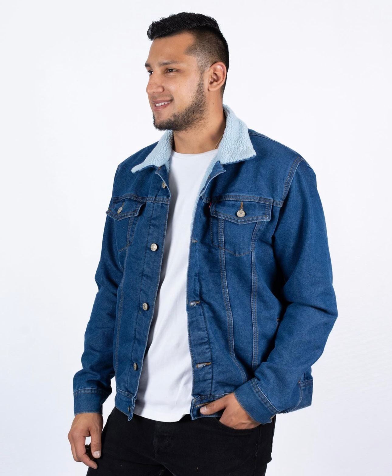 Chaqueta en jean con ovejero