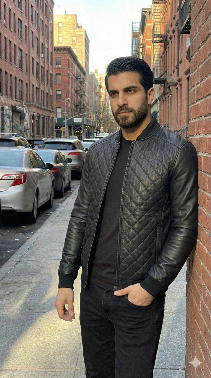 Chaqueta cuero textil piloto
