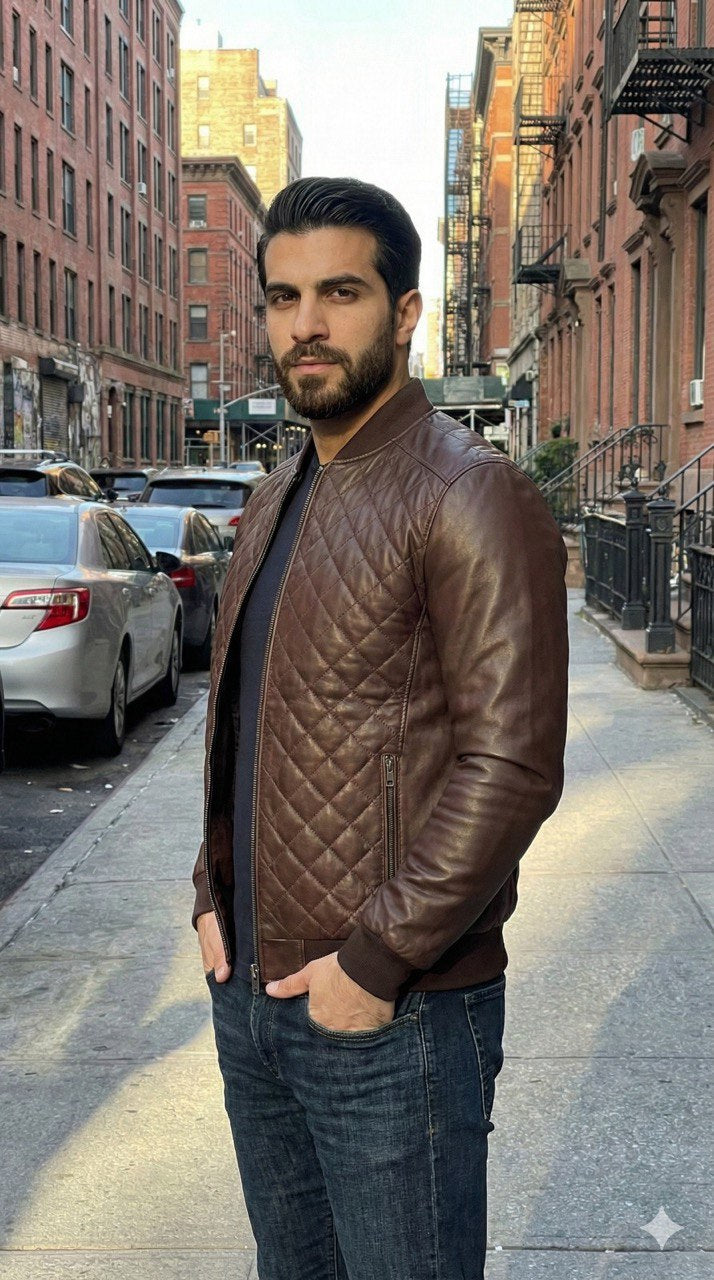Chaqueta cuero textil piloto