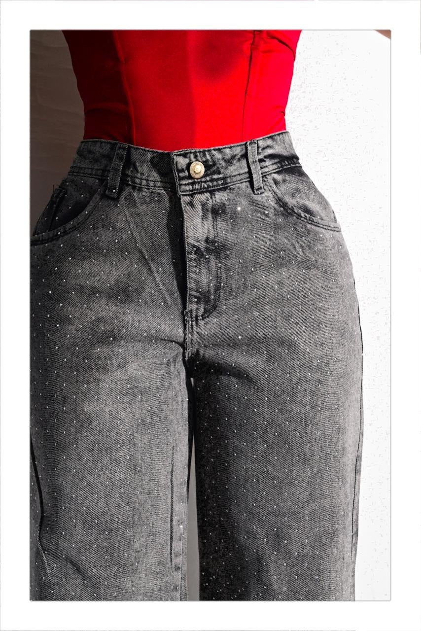 Jeans Palazzo con Brillo GRIS